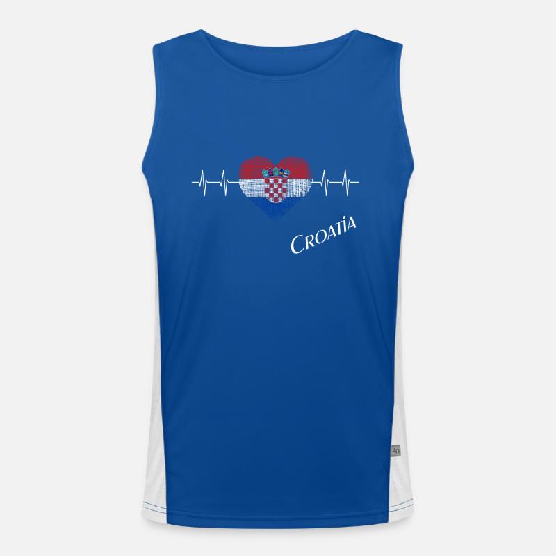 Croatia Heartbeat Funktionelles Kontrast-Tank Top für Männer 