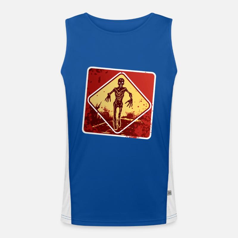 Halloween Zombie-Warnschild Funktionelles Kontrast-Tank Top für Männer 