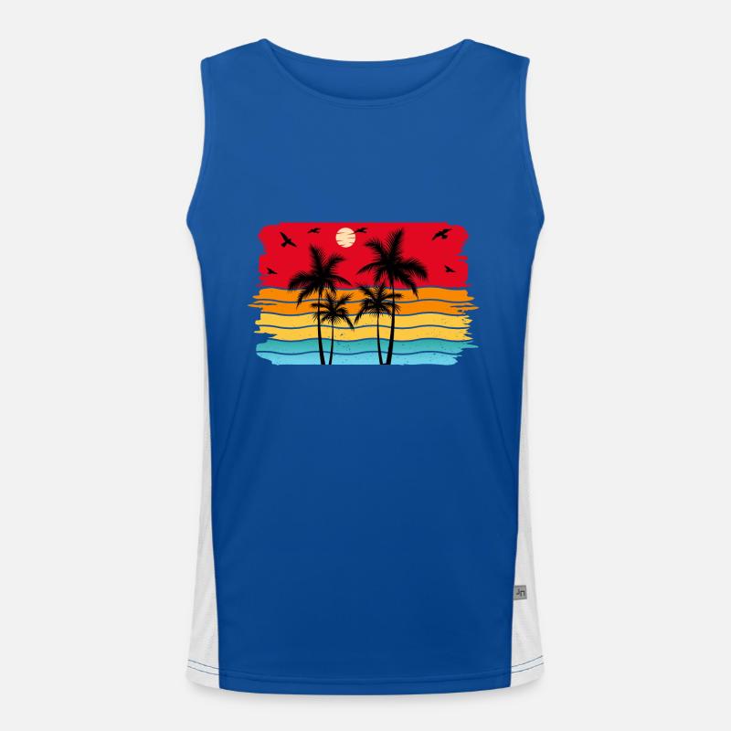Sunset beach summer gift beach retro Men's Functional Contrast Tank Top 