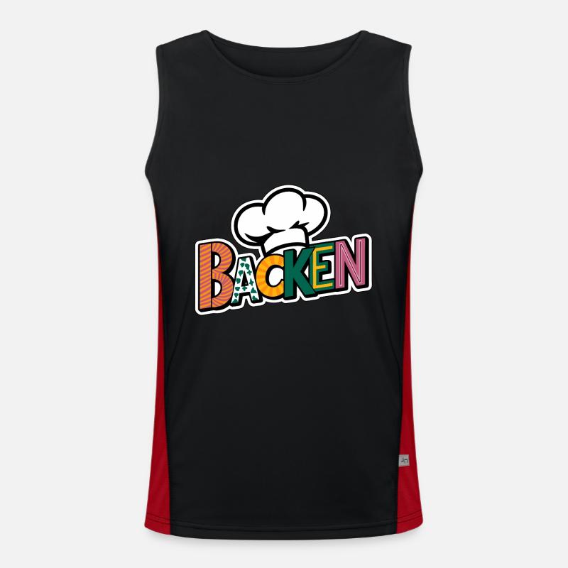 Backen mein Hobby - buntes Bäckermotiv Funktionelles Kontrast-Tank Top für Männer 