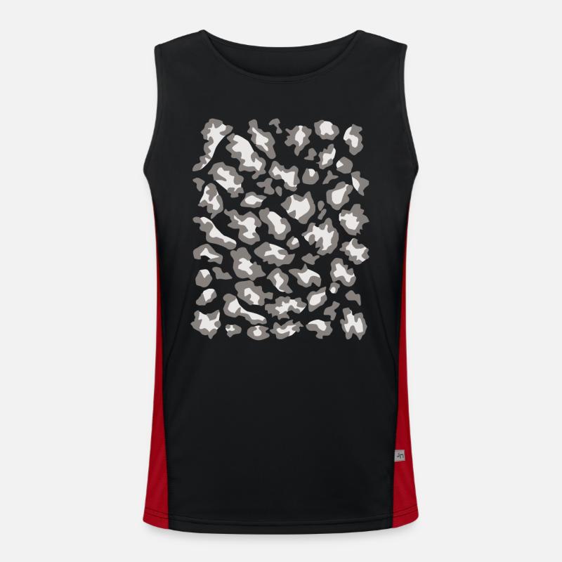 Snow leopard pattern light - Men's Functional Contrast Tank Top  - black/red