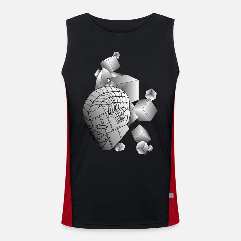 Robot with cube light grey - Men's Functional Contrast Tank Top  - black/red