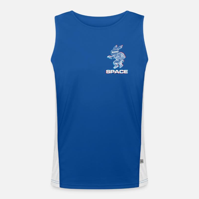 Abstrakter Space Bunny mit 3D-Effekt Funktionelles Kontrast-Tank Top für Männer 