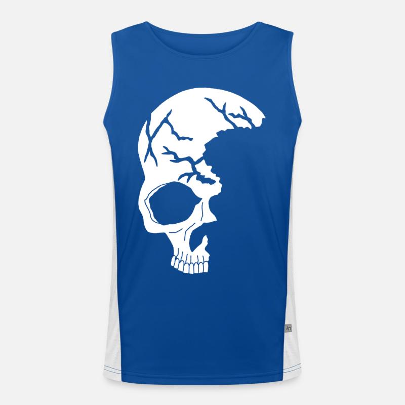 weißer Halbschädel Funktionelles Kontrast-Tank Top für Männer 