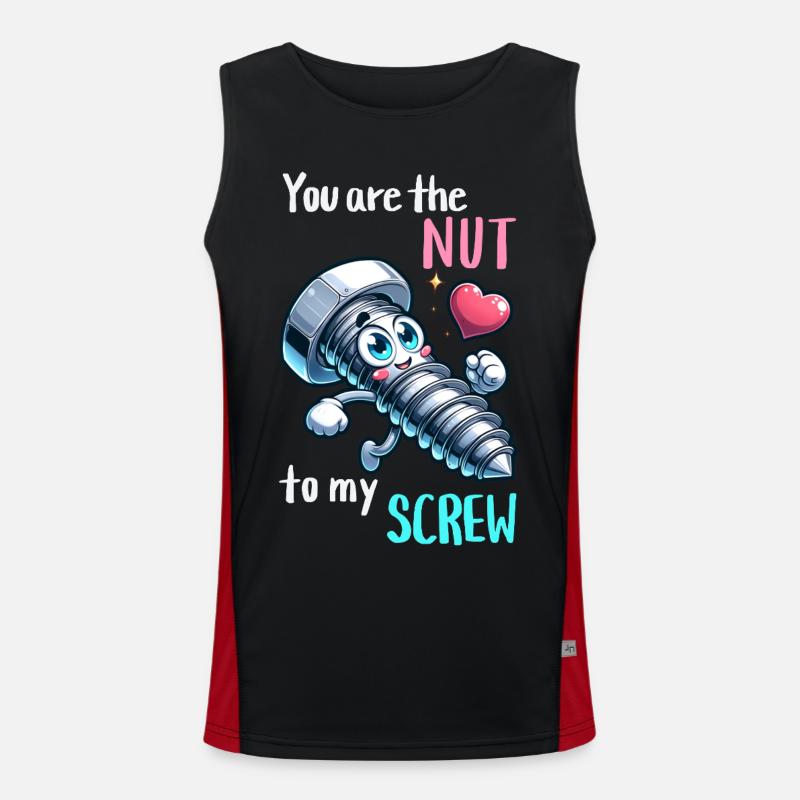 Funny Screwing Nut Pair Design - Men's Functional Contrast Tank Top  - black/red