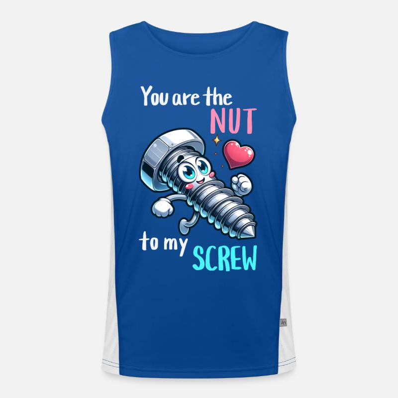 Lustiges Schrauben Mutter Paar Design Funktionelles Kontrast-Tank Top für Männer 