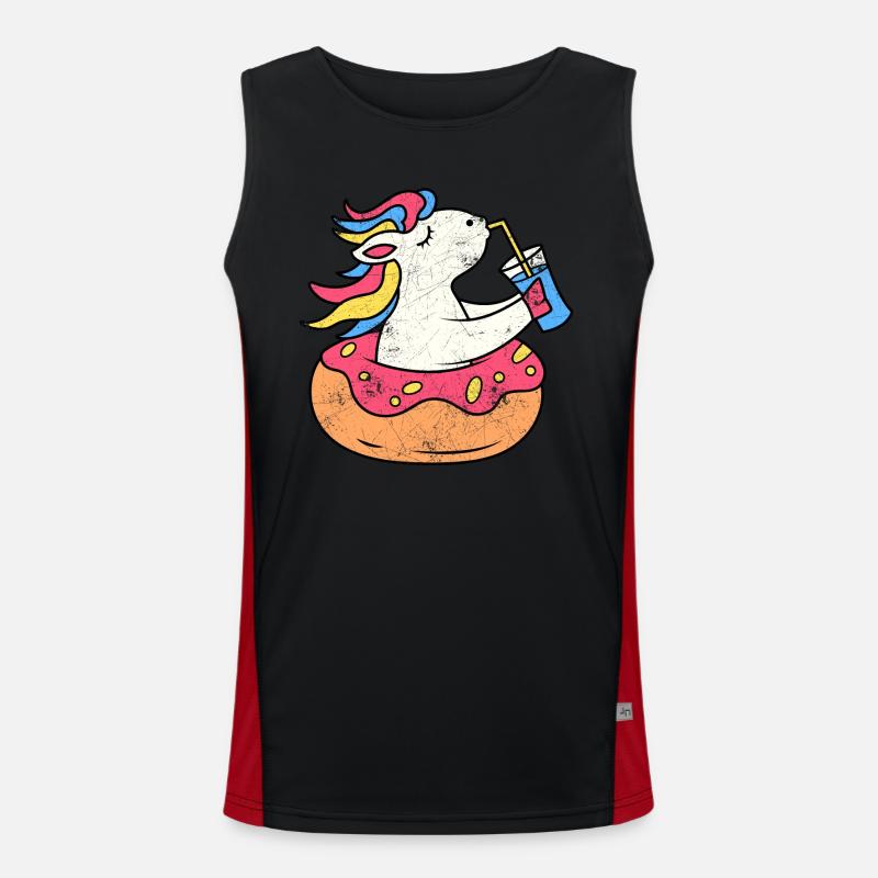 EINHORN EINHÖRNER SHAKER REGENBOGEN DONUT MOTIV Funktionelles Kontrast-Tank Top für Männer 