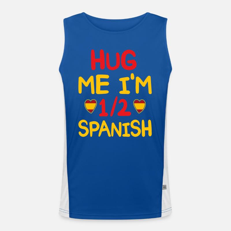 Spanischer Humor Ich bin halber Spanier Funktionelles Kontrast-Tank Top für Männer 