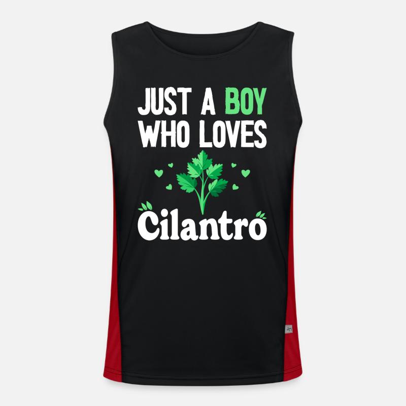 Humor Mann Junge, der Koriander liebt Funktionelles Kontrast-Tank Top für Männer 