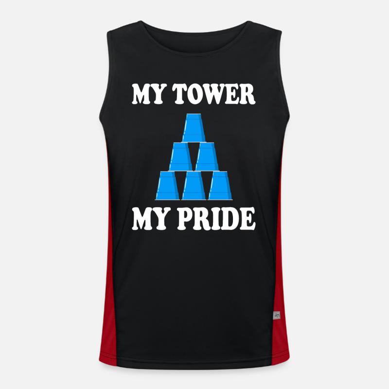Cup Stacking Humor Sport Stacking Men's Functional Contrast Tank Top 