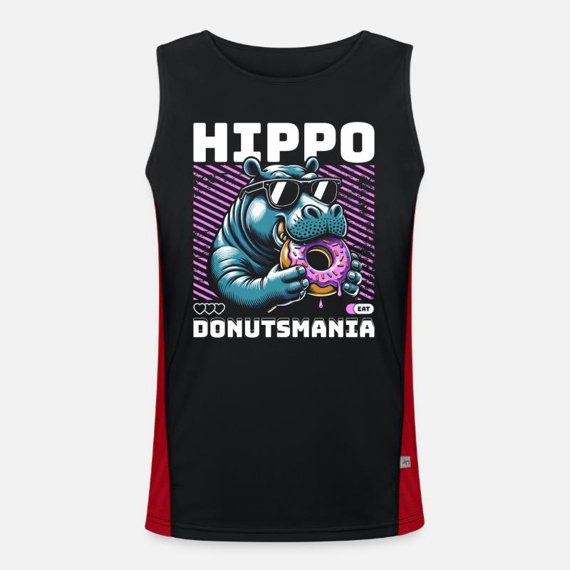 Nilpferd liebt Donuts Funktionelles Kontrast-Tank Top für Männer 