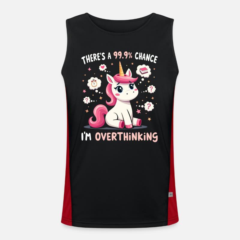 Unicorn Thinks Too Sarcastic Humor Men's Functional Contrast Tank Top 
