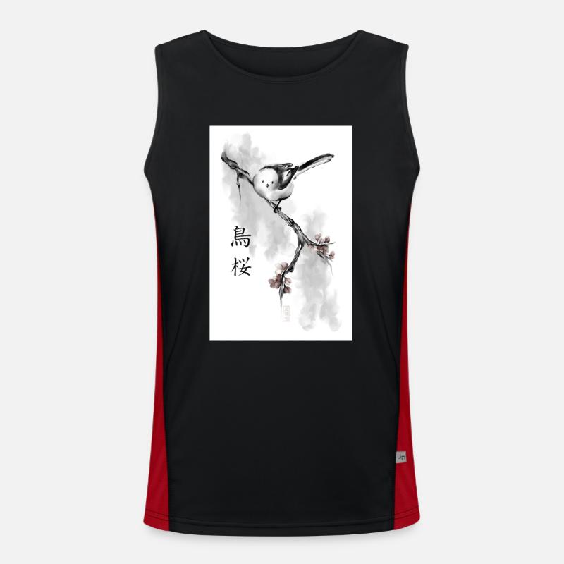 Kacho-ga Sumi-e Vogel Shima Enaga Funktionelles Kontrast-Tank Top für Männer 