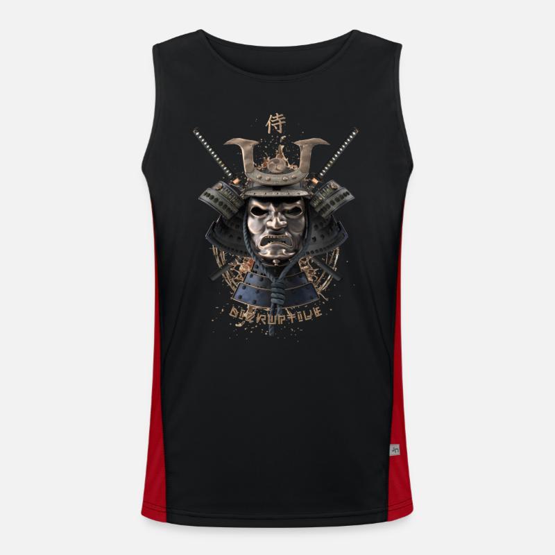 samurai mask katana Funktionelles Kontrast-Tank Top für Männer 