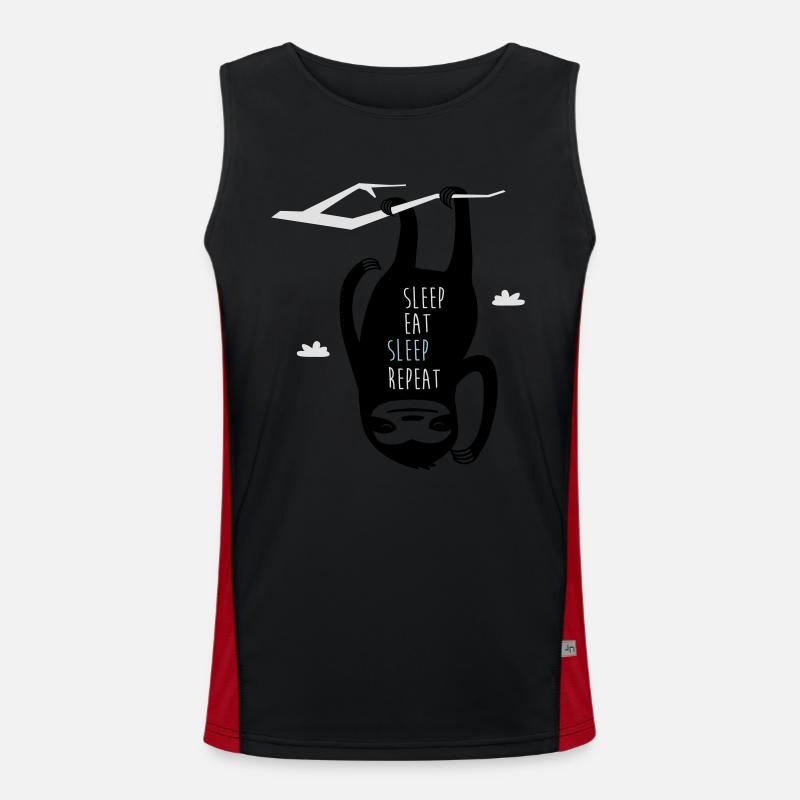 Sleep Eat Sleep Repeat Sloth Funktionelles Kontrast-Tank Top für Männer 