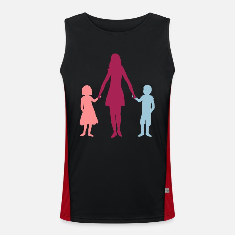 Mama 2 Kinder Funktionelles Kontrast-Tank Top für Männer 