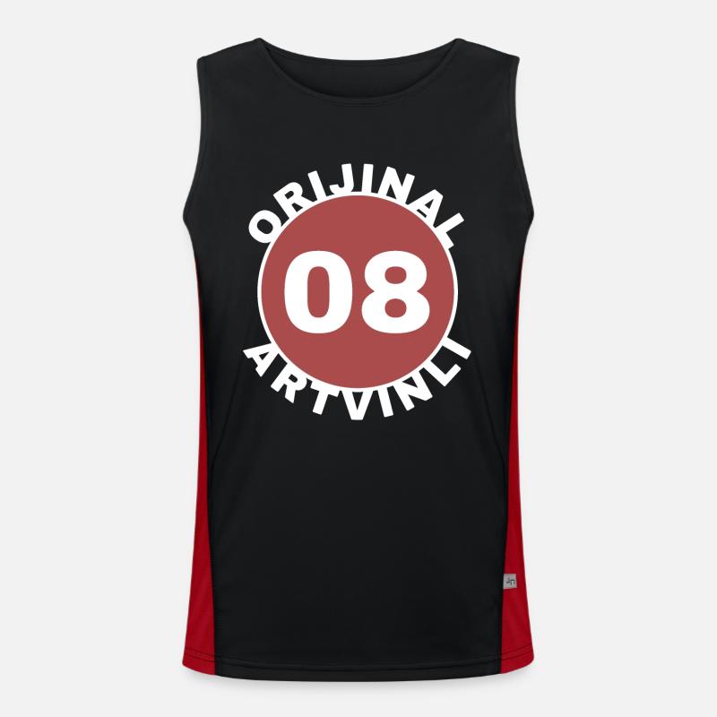 Artvin - Men's Functional Contrast Tank Top  - black/red