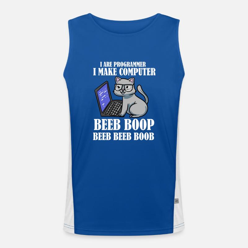 I Are Programmer Beep Boop Informatiker Katze Funktionelles Kontrast-Tank Top für Männer 