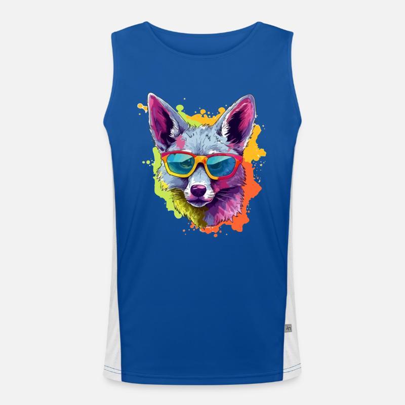 Leo, der Schakal mit der Brille Funktionelles Kontrast-Tank Top für Männer 