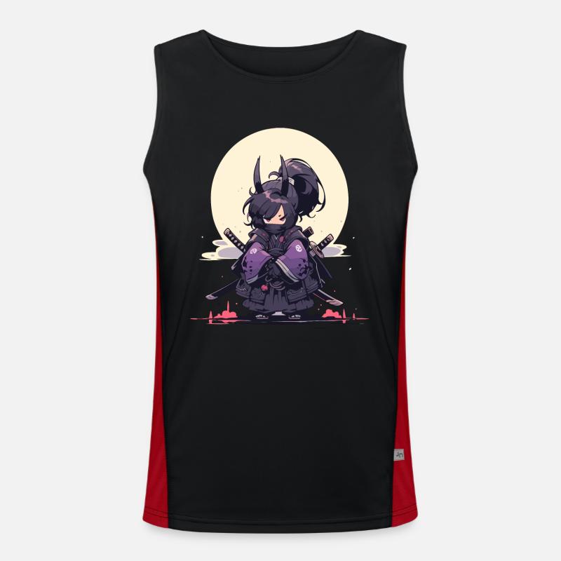 Episches Samurai Mädchen Anime-Design Funktionelles Kontrast-Tank Top für Männer 