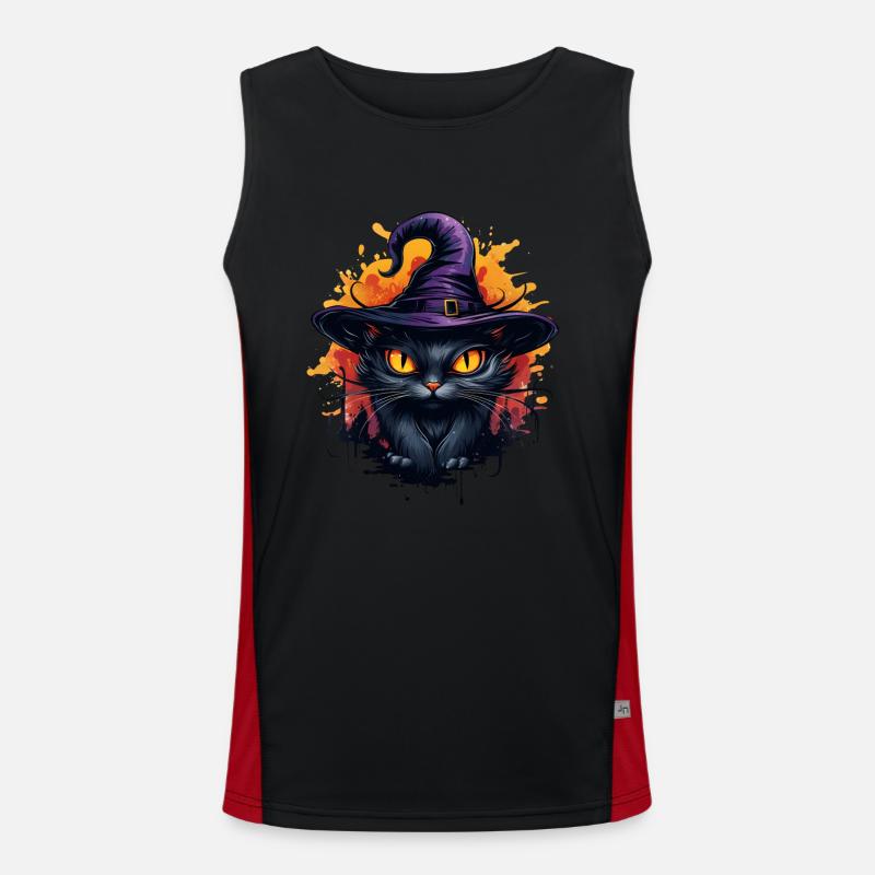 Black cat - Men's Functional Contrast Tank Top  - black/red