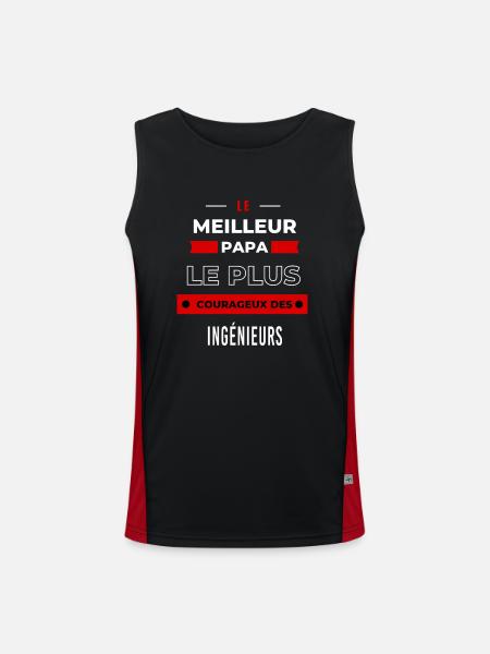 Le meilleur papa, le plus courageux des Ingénieurs - Débardeur respirant contrasté Homme  - noir/rouge - Devant