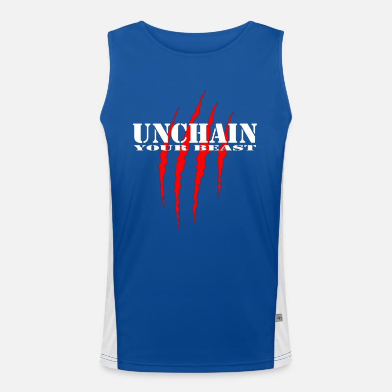 UNCHAIN YOUR BEAST 2 red Men's Functional Contrast Tank Top 