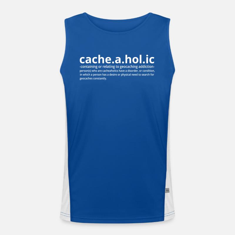 Cacheaholic drôle de définition d’un géocacheur Débardeur respirant contrasté Homme 