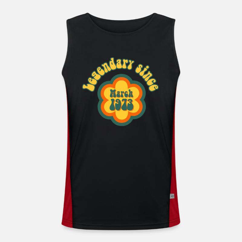 Legendary since March 1973 Geburtstag Retro Funktionelles Kontrast-Tank Top für Männer 