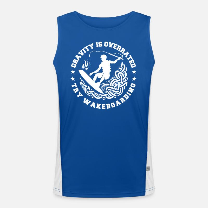 Gravity is overrated try wakeboarding Men's Functional Contrast Tank Top 