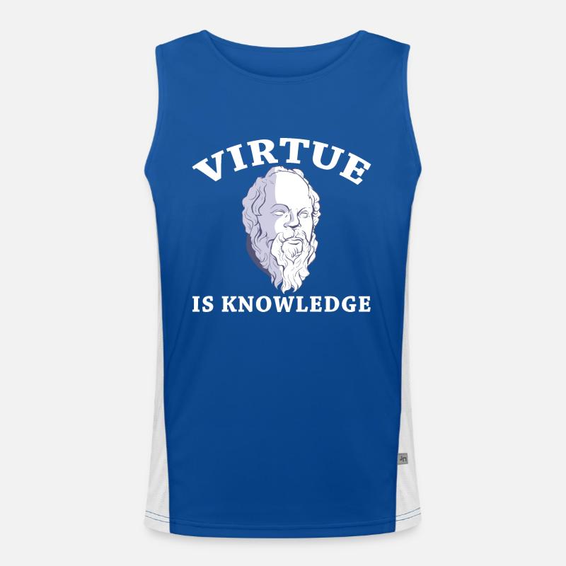 Virtue Is Knowledge Socrates Philosopher Bust Men's Functional Contrast Tank Top 
