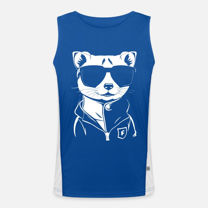 Frettchen mit Sonnenbrille Coole Frettchen Funktionelles Kontrast-Tank Top für Männer 