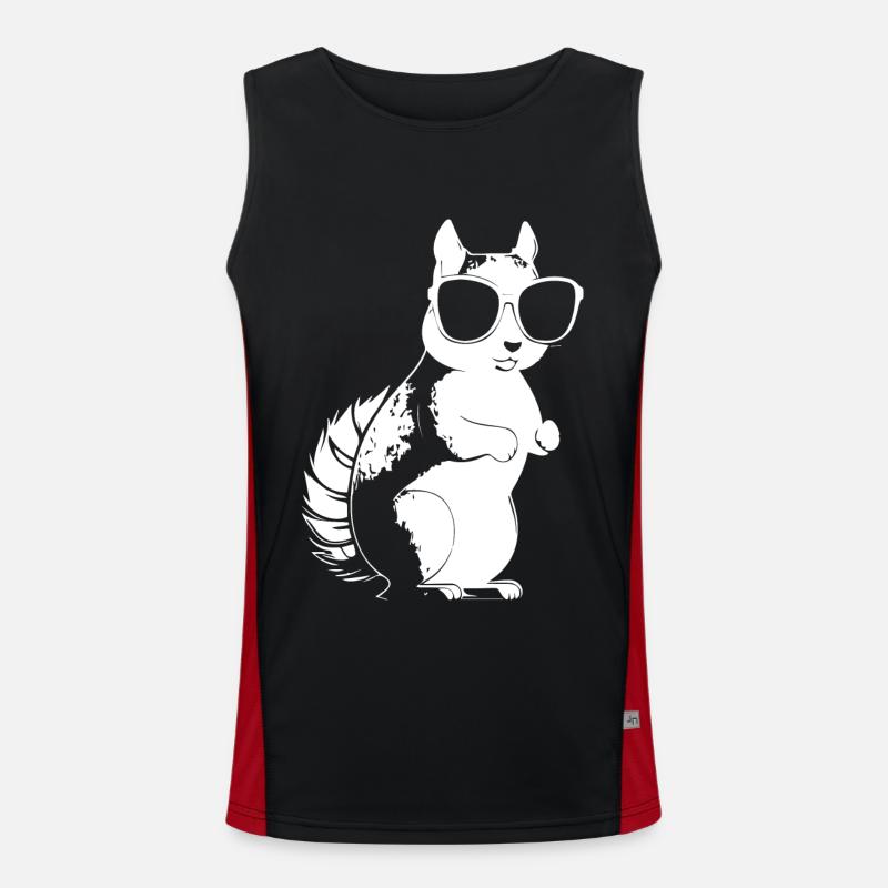 Funny Squirrel Wearing Sunglasses Squirrels Men's Functional Contrast Tank Top 