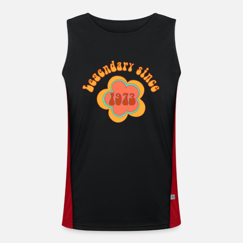 Legendary since 1973 Geboren Geburtstag Funktionelles Kontrast-Tank Top für Männer 