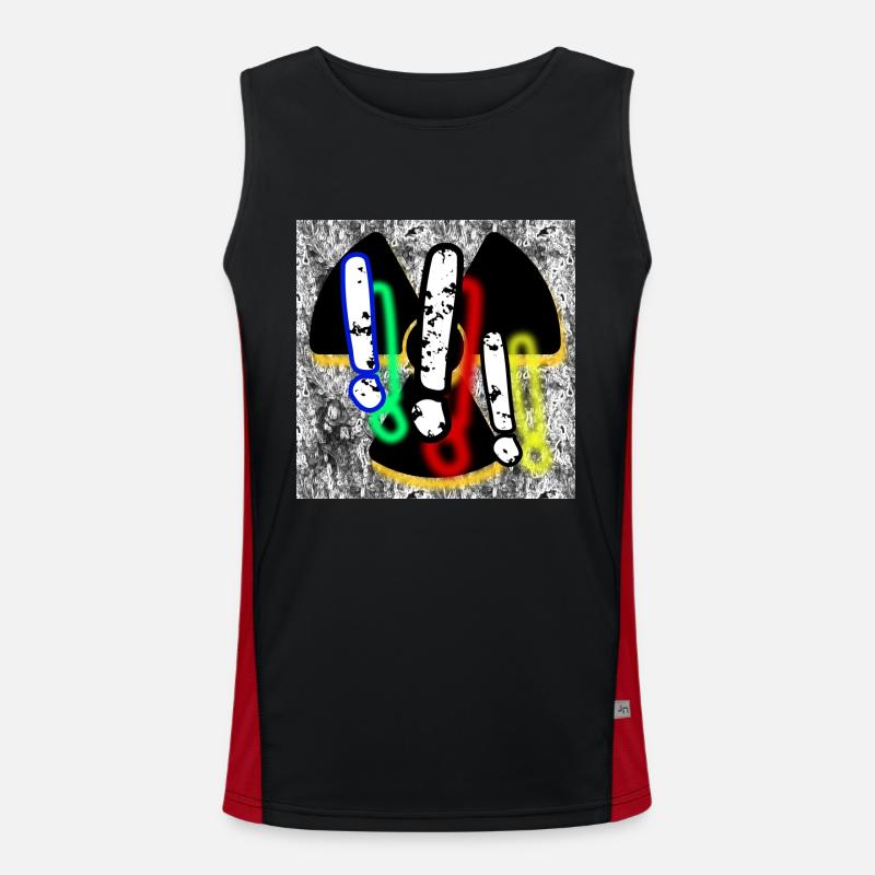 Three Exclamation Marks (3 !!!) - Image - 2023 - Men's Functional Contrast Tank Top  - black/red