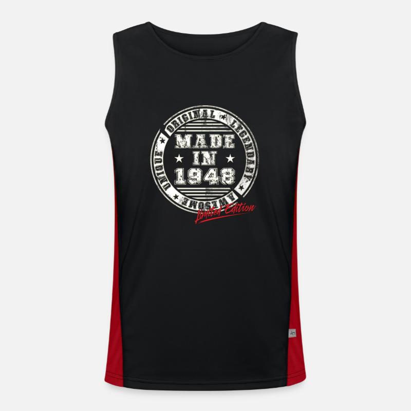 Retro Patch Vintage 1948 Birthday Gift Men's Functional Contrast Tank Top 