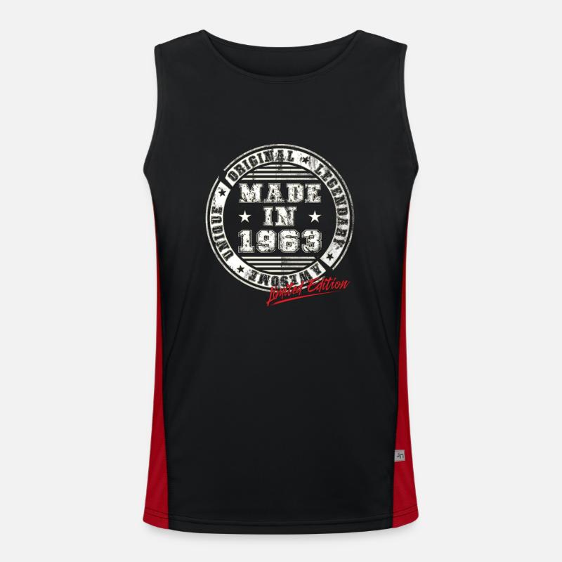 Retro Patch Vintage 1963 Birthday Gift Men's Functional Contrast Tank Top 
