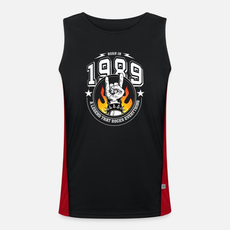 1989 Birthday, rocks everything - Men's Functional Contrast Tank Top  - black/red