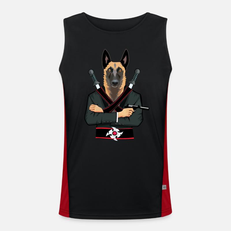 Malinois Ninja - Men's Functional Contrast Tank Top  - black/red