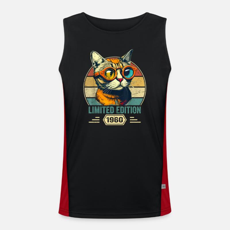 Awesome since 1960 Cat Birthday Gift Men's Functional Contrast Tank Top 