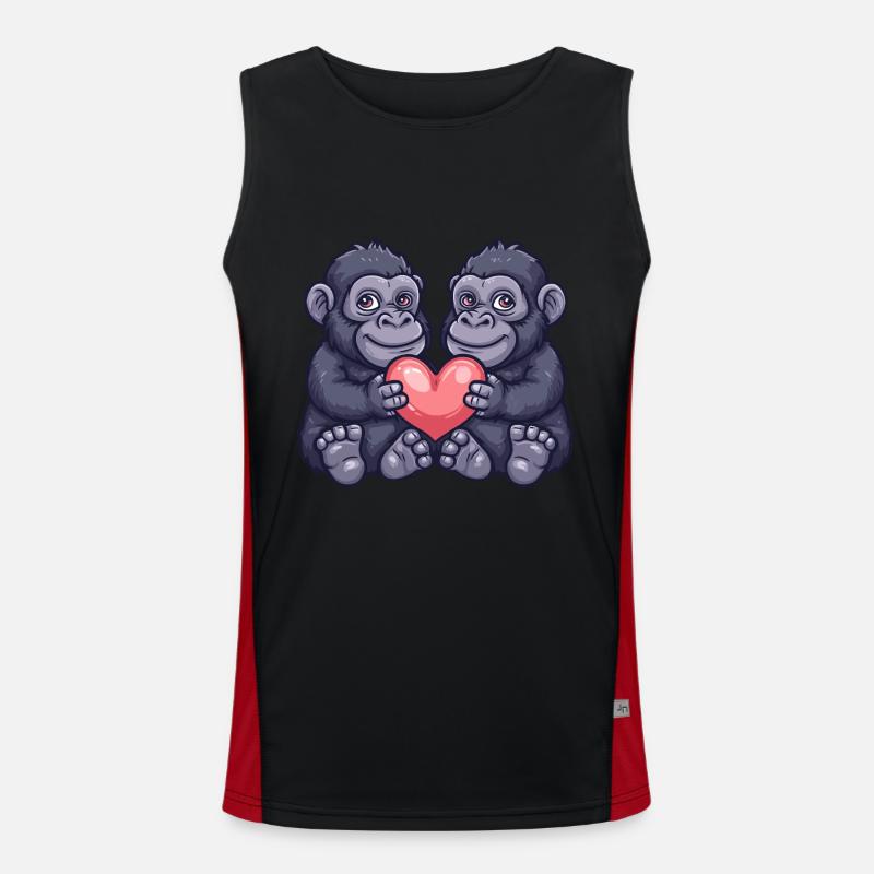 Couple de gorilles Amour Saint-Valentin Débardeur respirant contrasté Homme 