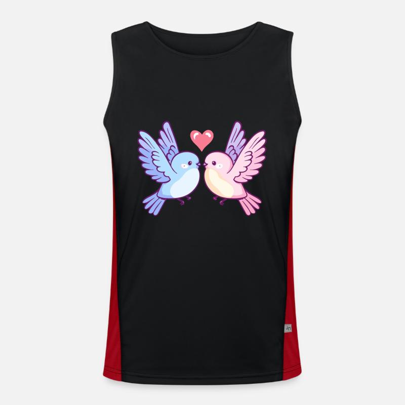 Taube Paar Liebe Vogel Peace Valentinstag Funktionelles Kontrast-Tank Top für Männer 