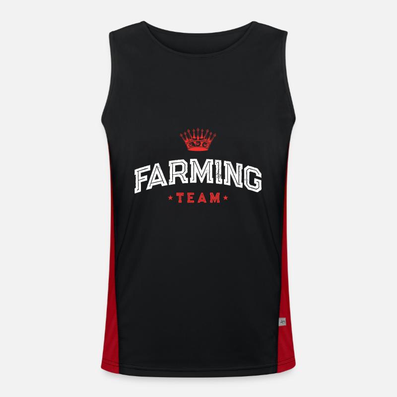 Farming Team - Men's Functional Contrast Tank Top  - black/red