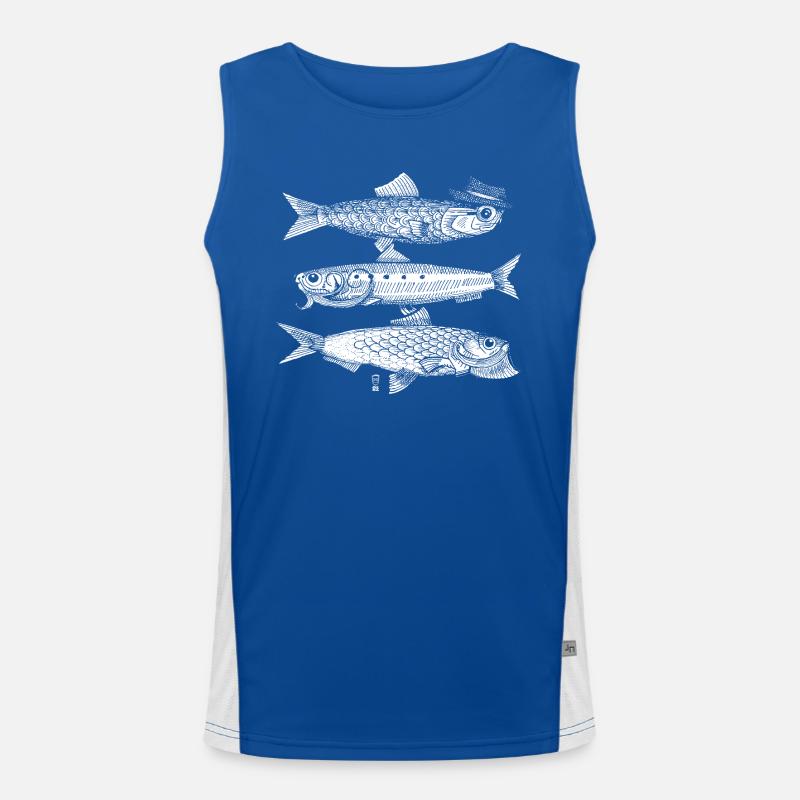 3 Fisch - Weiß Funktionelles Kontrast-Tank Top für Männer 