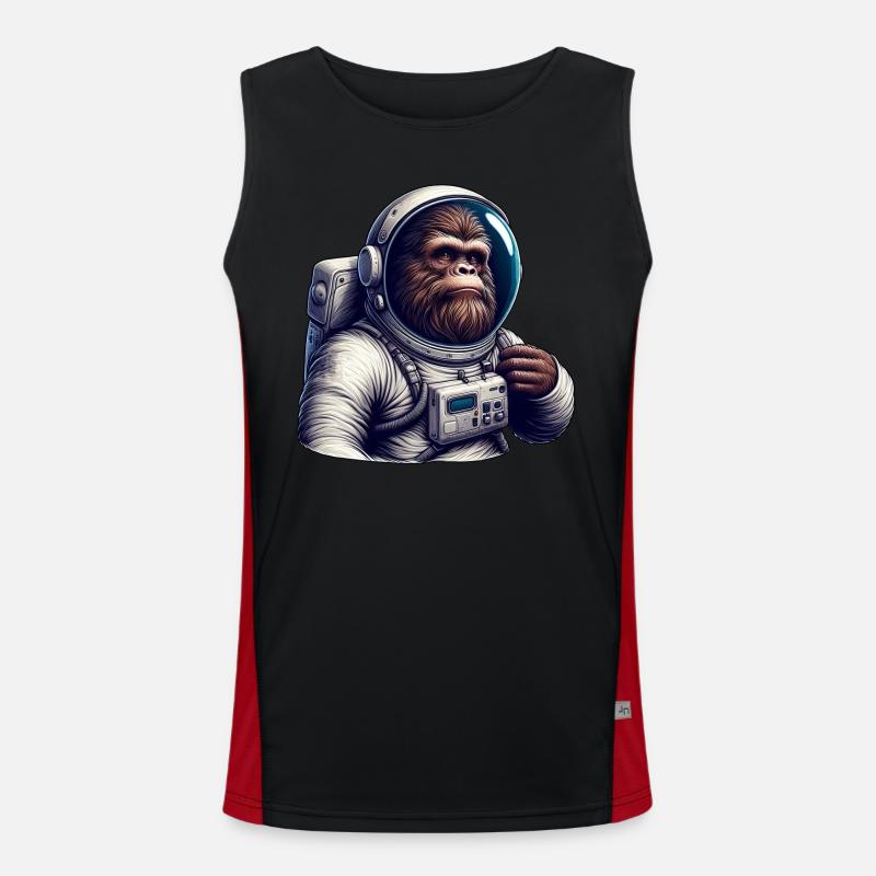 Gorilla astronaut in space - Men's Functional Contrast Tank Top  - black/red