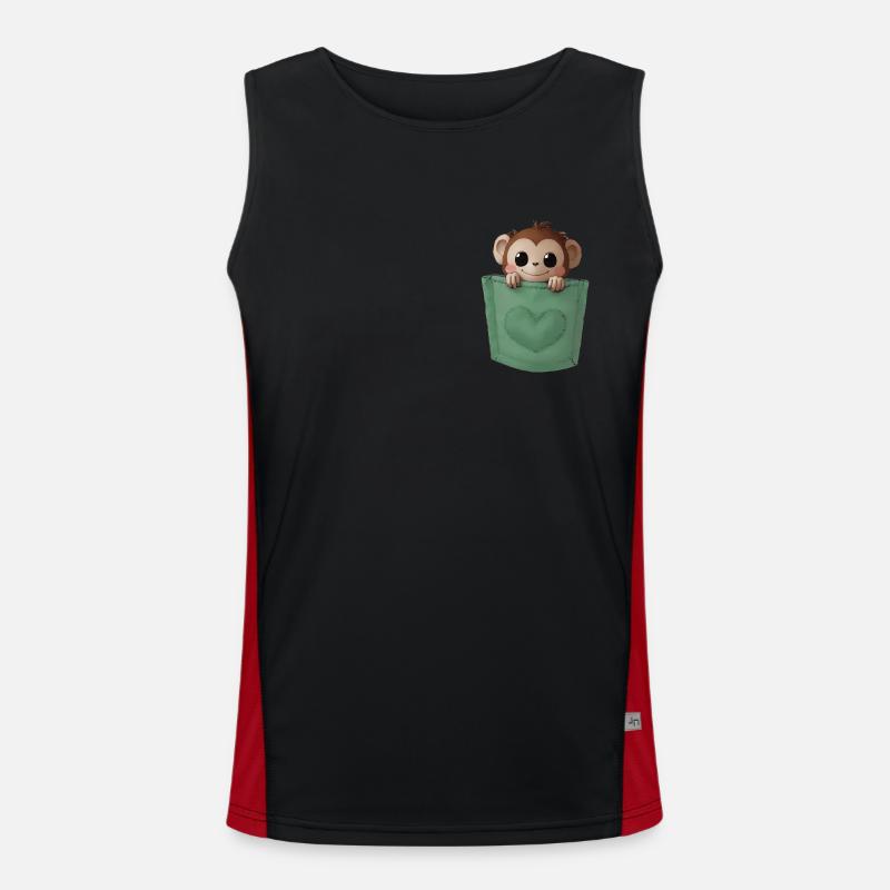 Kleiner Affe inTascheHerz grün Funktionelles Kontrast-Tank Top für Männer 