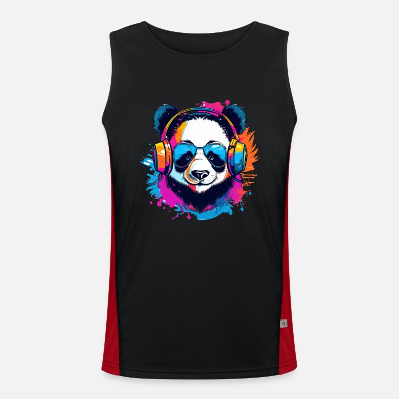 bunter Panda DJ Funktionelles Kontrast-Tank Top für Männer 