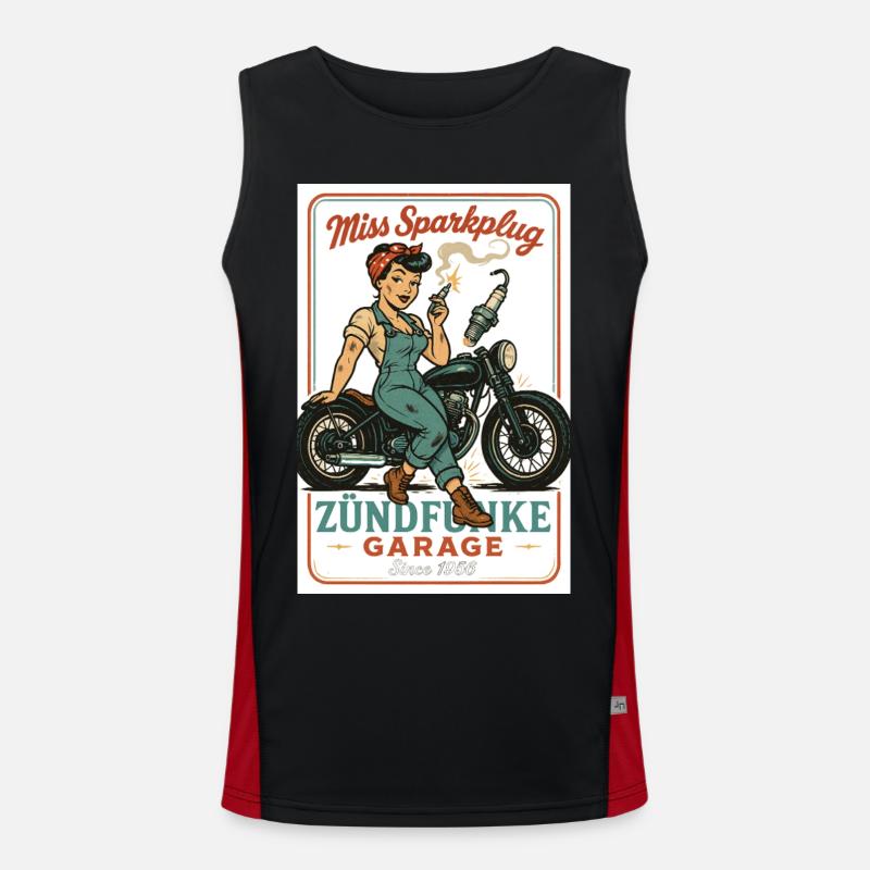 Miss Sparkplug – Zündfunke Garage Queen - Men's Functional Contrast Tank Top  - black/red