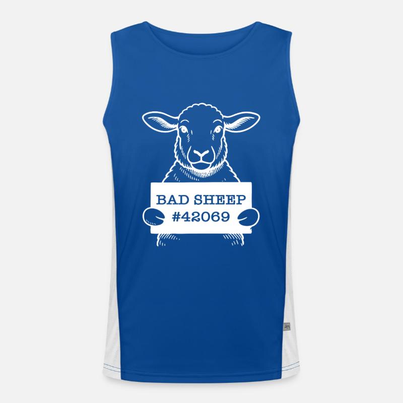 Bad Sheep – Funny Sheep Motif Men's Functional Contrast Tank Top 
