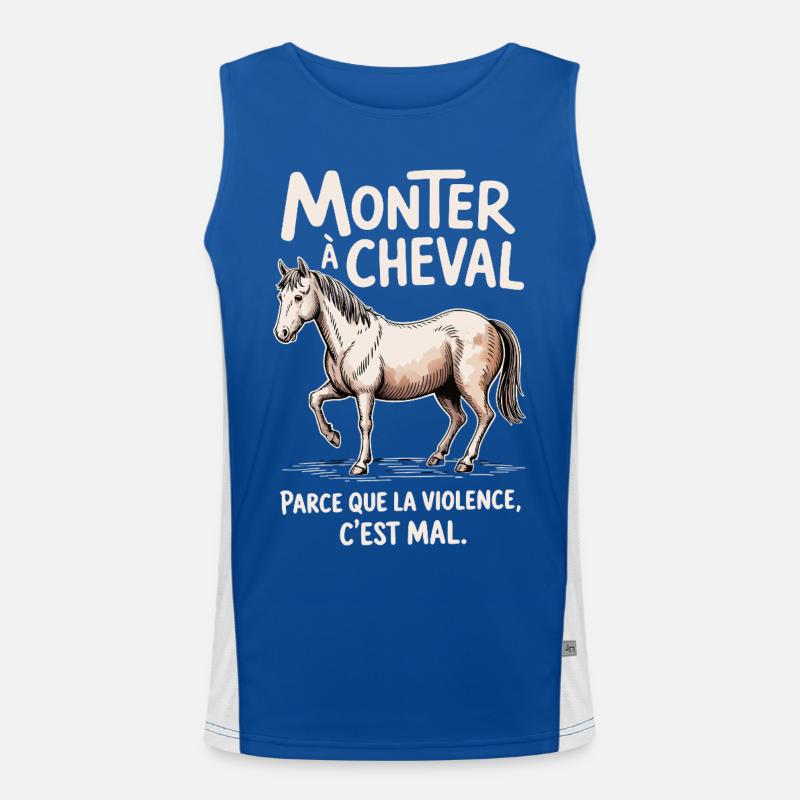 Riding a horse, because violence is wrong Men's Functional Contrast Tank Top 